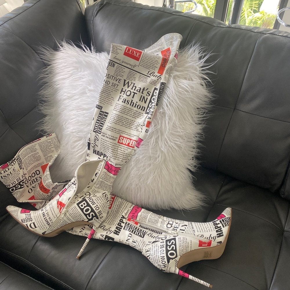 Stunning newspaper boots